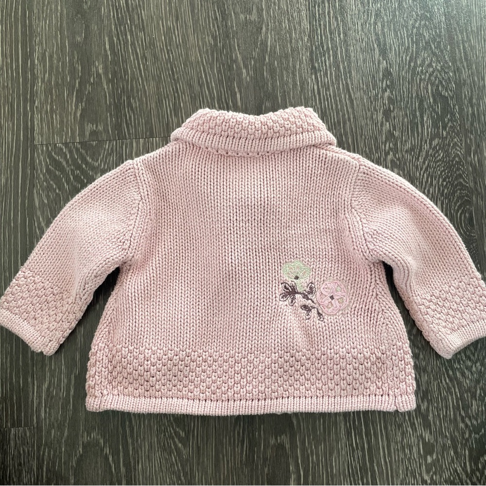 Next Pink Baby Girl Crochet Floral Applique Embroidery Cardigan Sweater - Picture 2 of 9